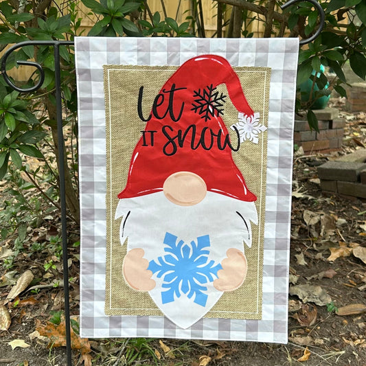 Christmas Winter Gnome 2-Sided Burlap Garden Flag 12.5x18"