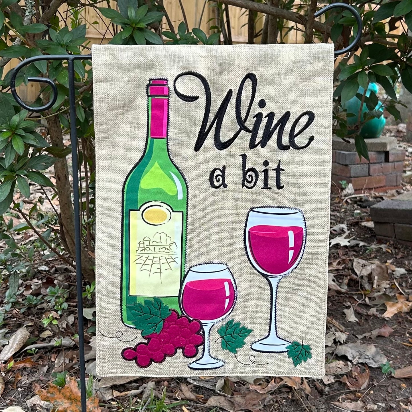 Wine Burlap 2-Sided Garden Flag 12.5x18"