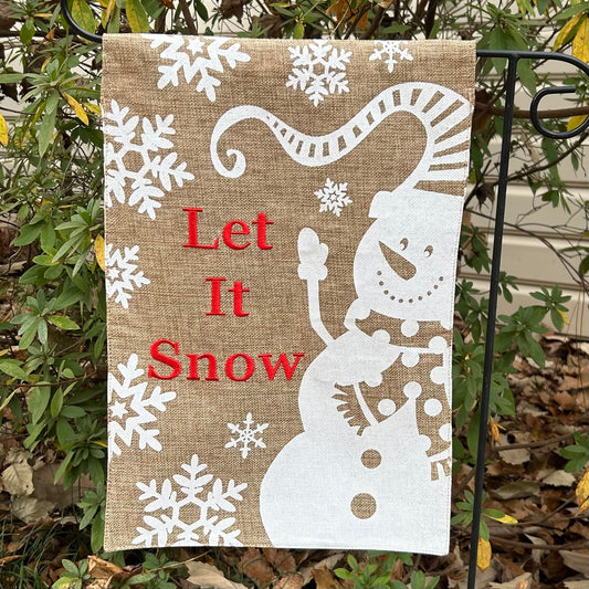 Christmas Snowman Burlap 2-Sided Garden Flag 12.5x18"
