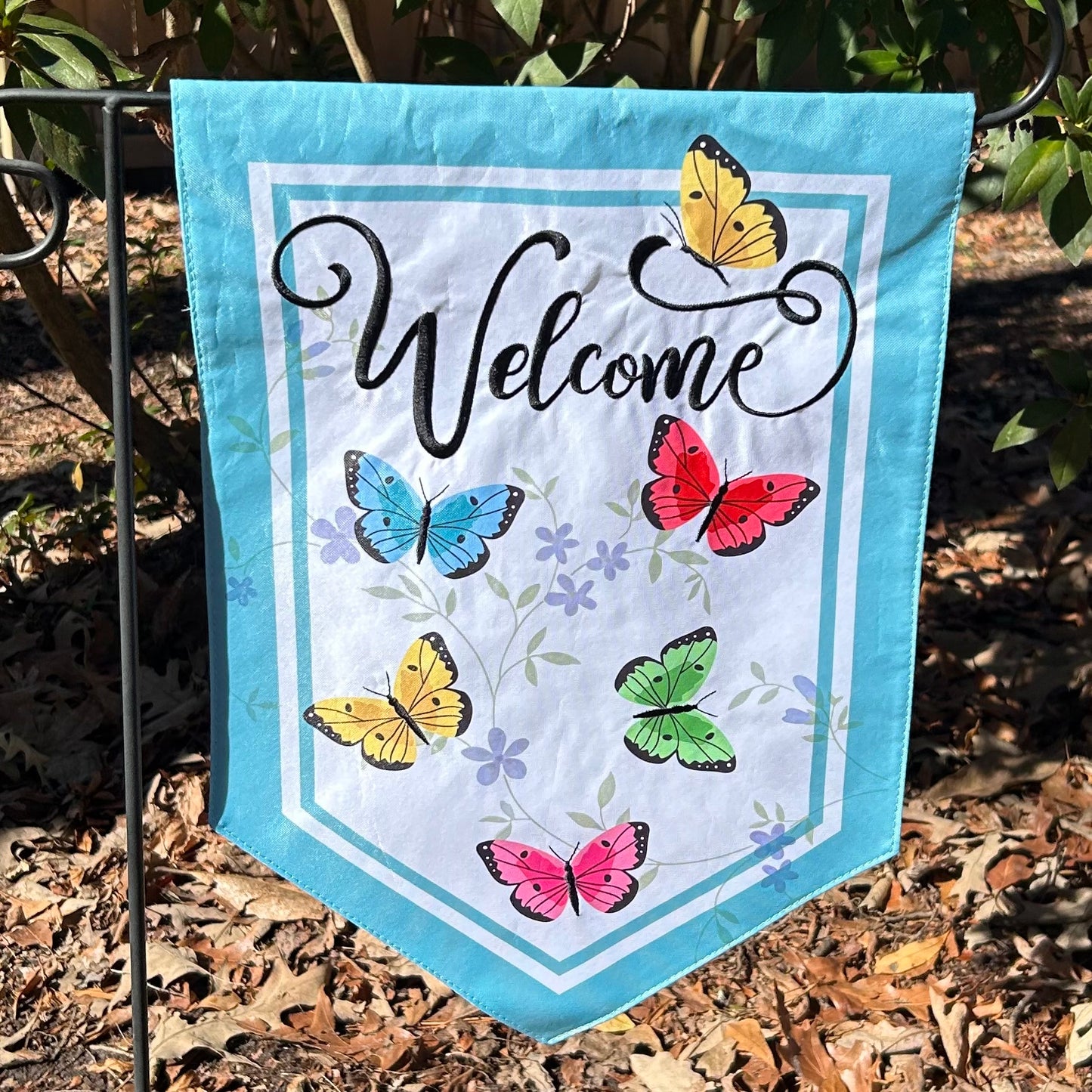 Butterfly Welcome 2-Sided Garden Flag 12.5x18"