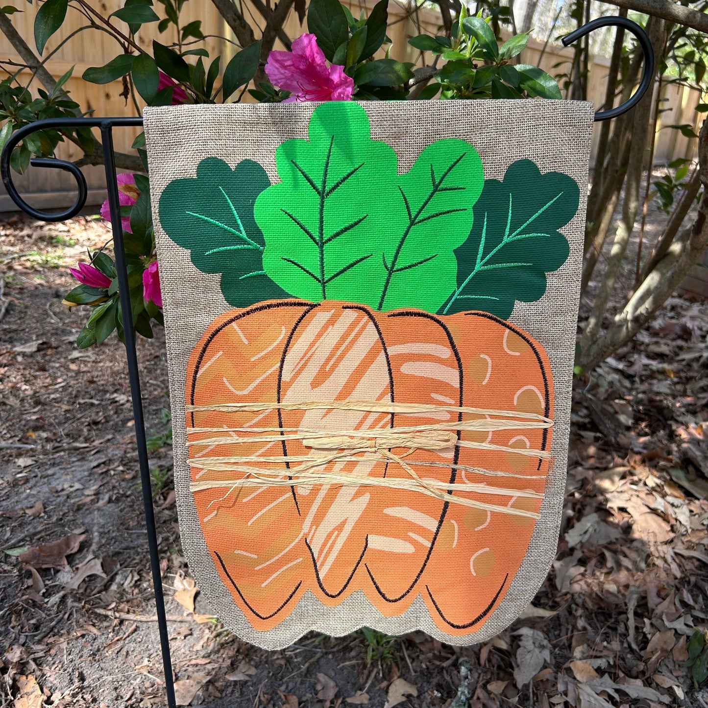Carrot Bundle Burlap 2-Sided Garden Flag 12.5x18"