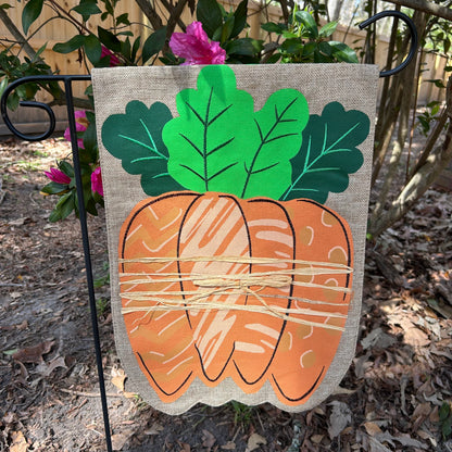 Carrot Bundle Burlap 2-Sided Garden Flag 12.5x18"