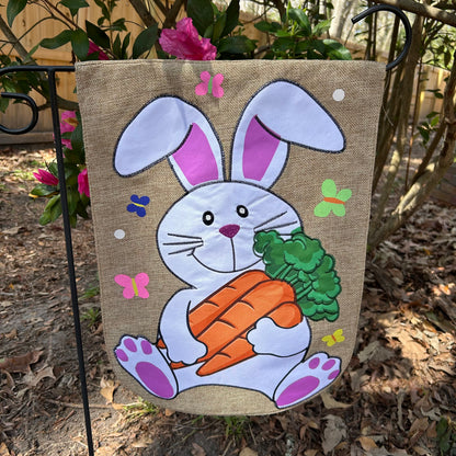 Easter Bunny 2-Sided Burlap Garden Flag 12.5x18"