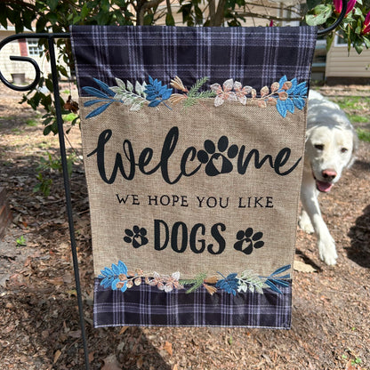 Welcome Dogs Burlap 2-Sided Garden Flag 12.5x18"