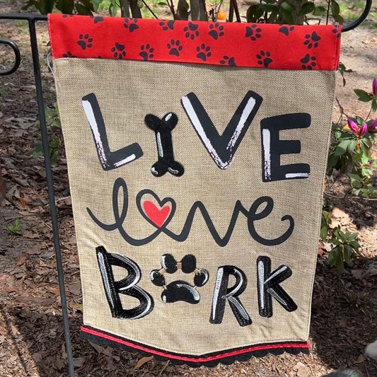 Live Love Laugh Pet Burlap 2-Sided Garden Flag 12.5x18"