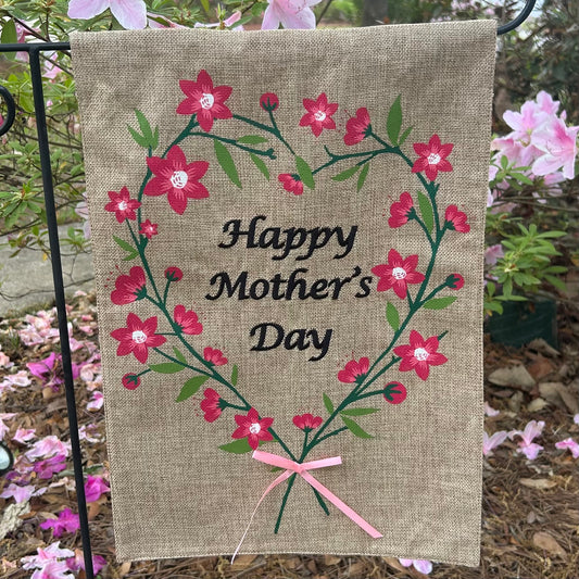 Heart Wreath Burlap 2-Sided Garden Flag 12.5x18"