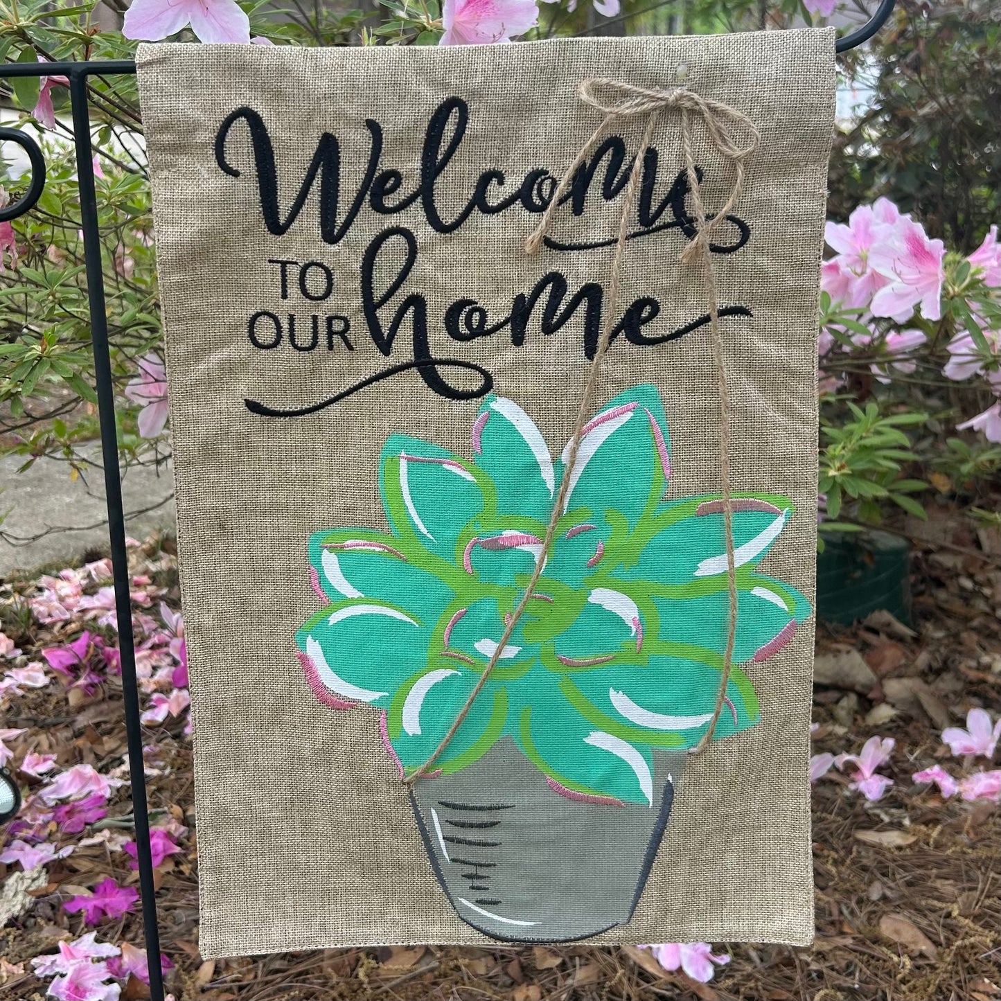 Succulents Burlap 2-Sided Garden Flag 12.5x18"