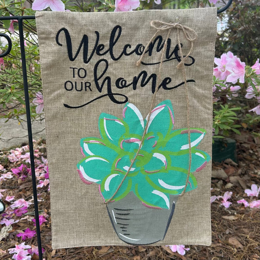 Succulents Burlap 2-Sided Garden Flag 12.5x18"