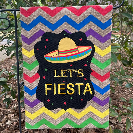 Let’s Fiesta Burlap 2-Sided Garden Flag 12.5x18"