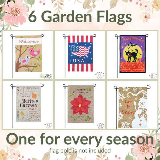 SAVE 34% - 6 Seasonal 2-Sided Garden Flags Bundle