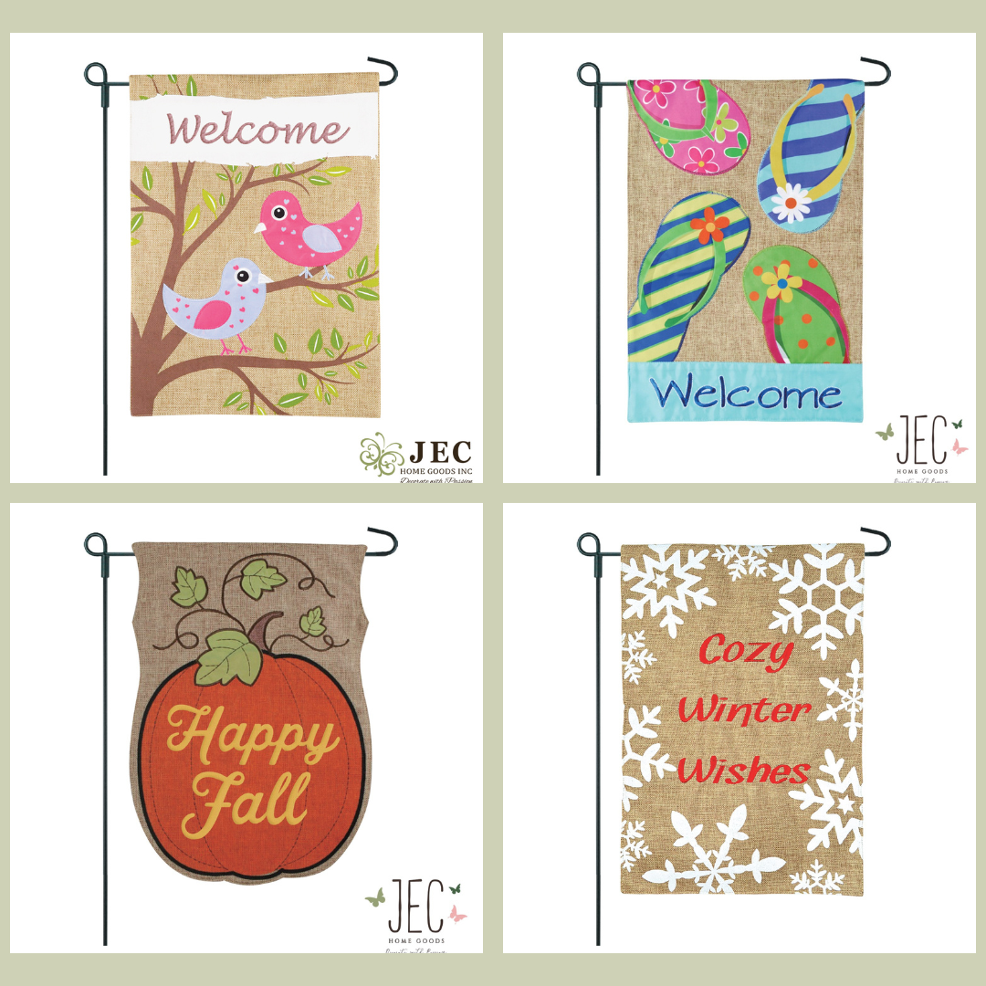 Seasonal Garden Flags Set Burlap 2-Sided Garden Flag 12.5x18"