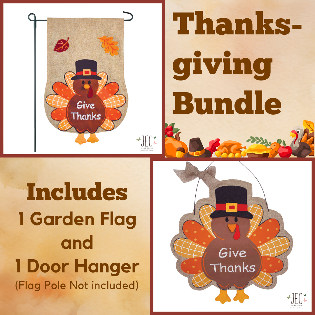 Thanksgiving Turkey Porch Decor Bundle Set Garden Flag Wall Hanger