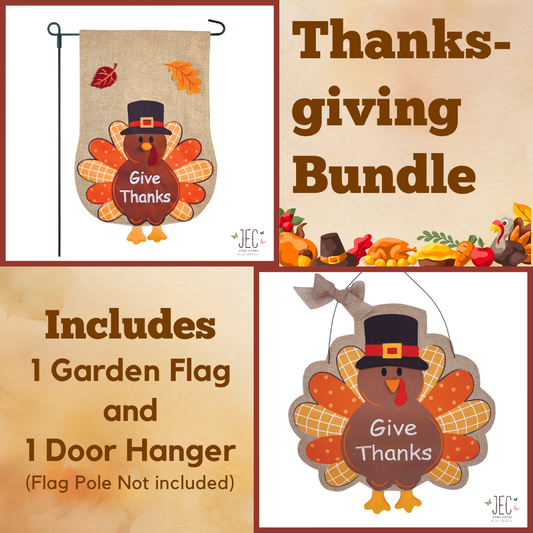 Thanksgiving Turkey Porch Decor Bundle Set Garden Flag Wall Hanger