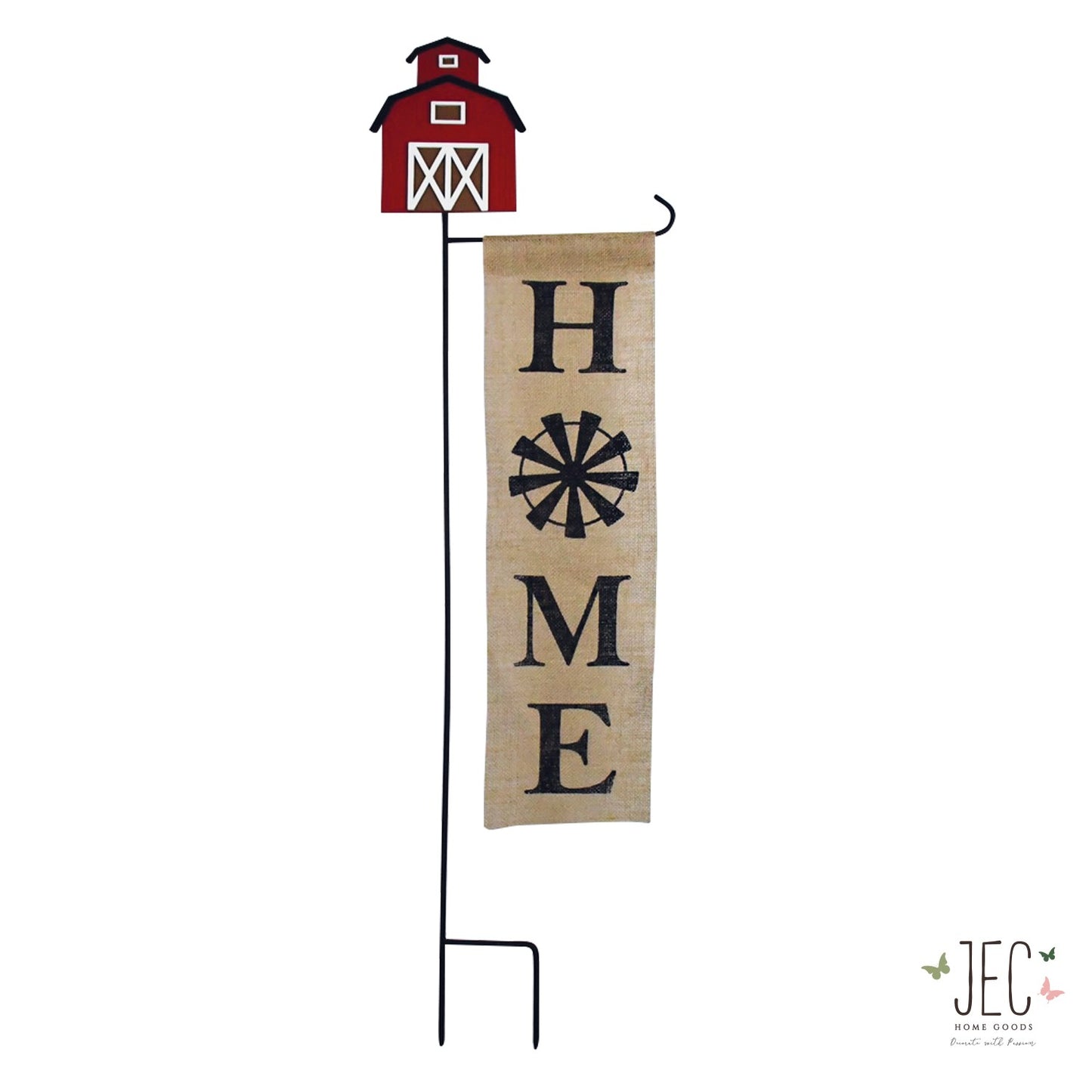 Barn Home Garden Flag Stand with Banner