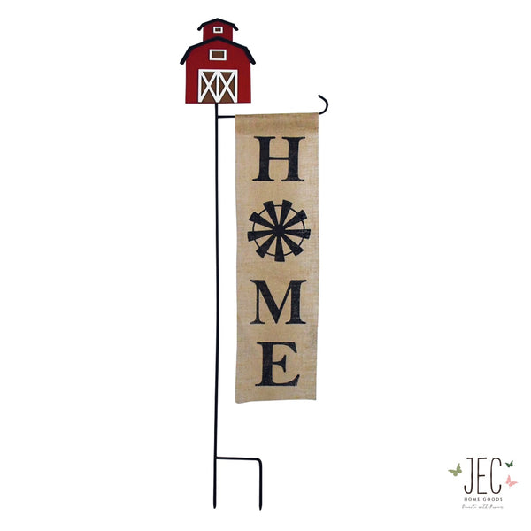 Barn Home Garden Flag Stand with Banner