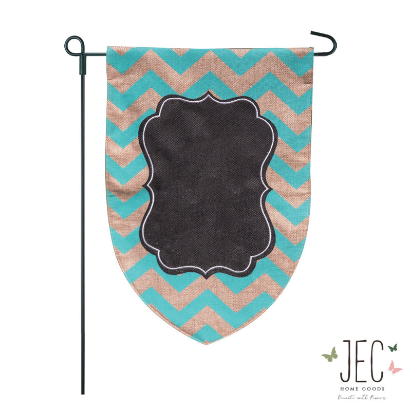 Chevron Monogram Burlap 2-Sided Garden Flag 12.5x18"