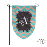 Chevron Monogram Burlap 2-Sided Garden Flag 12.5x18"
