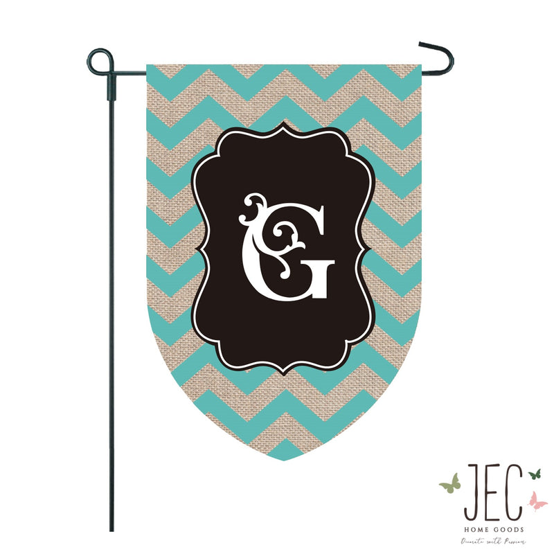 Chevron Monogram Burlap 2-Sided Garden Flag 12.5x18"