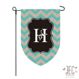 Chevron Monogram Burlap 2-Sided Garden Flag 12.5x18"