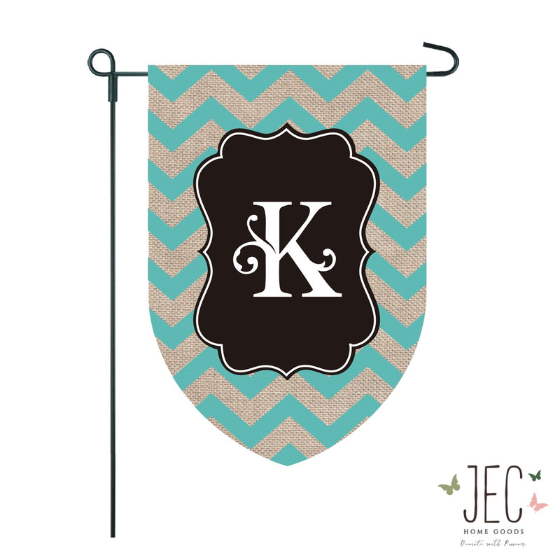 Chevron Monogram Burlap 2-Sided Garden Flag 12.5x18"