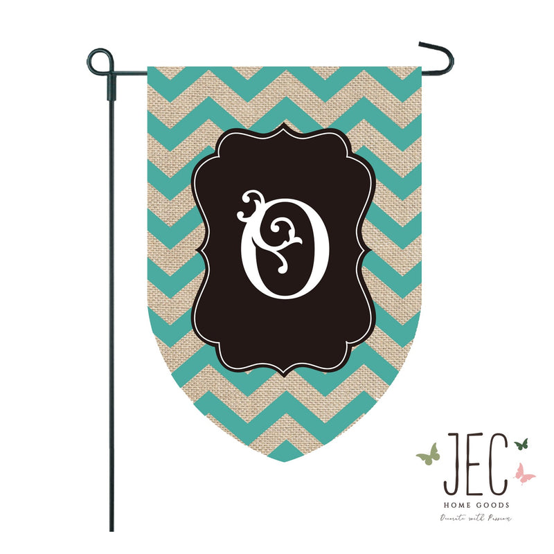 Chevron Monogram Burlap 2-Sided Garden Flag 12.5x18"