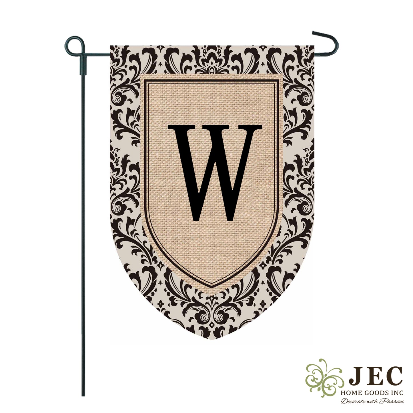 Damask Burlap Monogram Flag