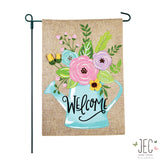 Watering Can Burlap 2-Sided Garden Flag 12.5x18"