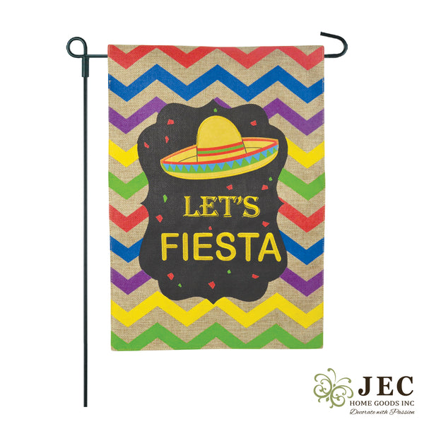 Let’s Fiesta Burlap 2-Sided Garden Flag 12.5x18"