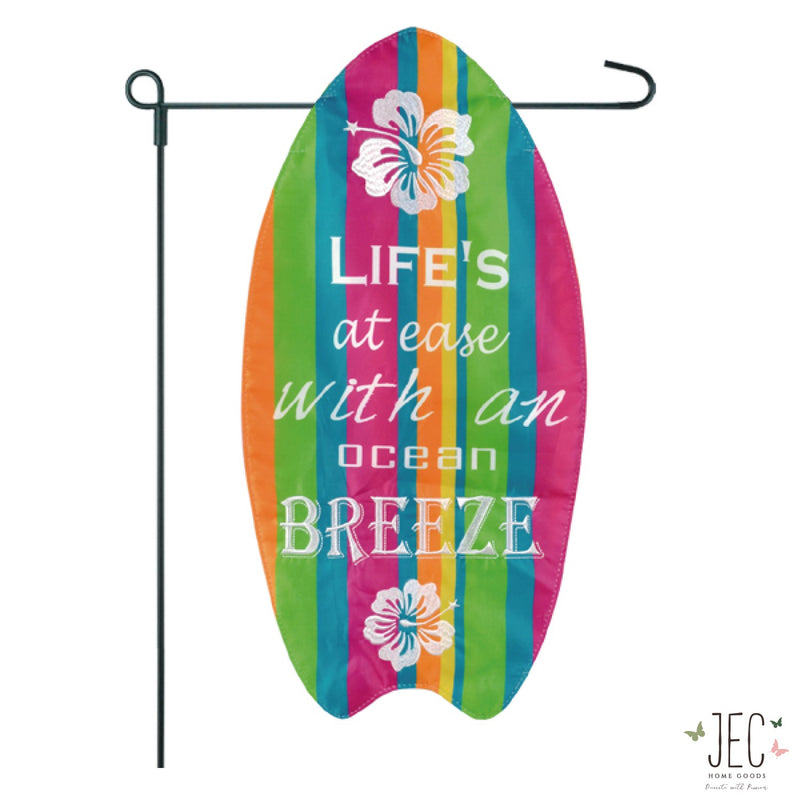 Life's At Ease Surfboard 2-Sided Garden Flag  23x11.5"
