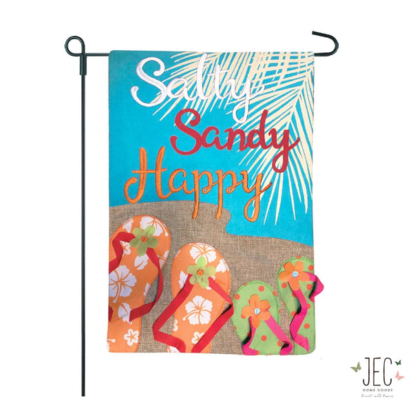 Flip Flop Sandy Burlap 2-Sided Garden Flag 12.5x18"
