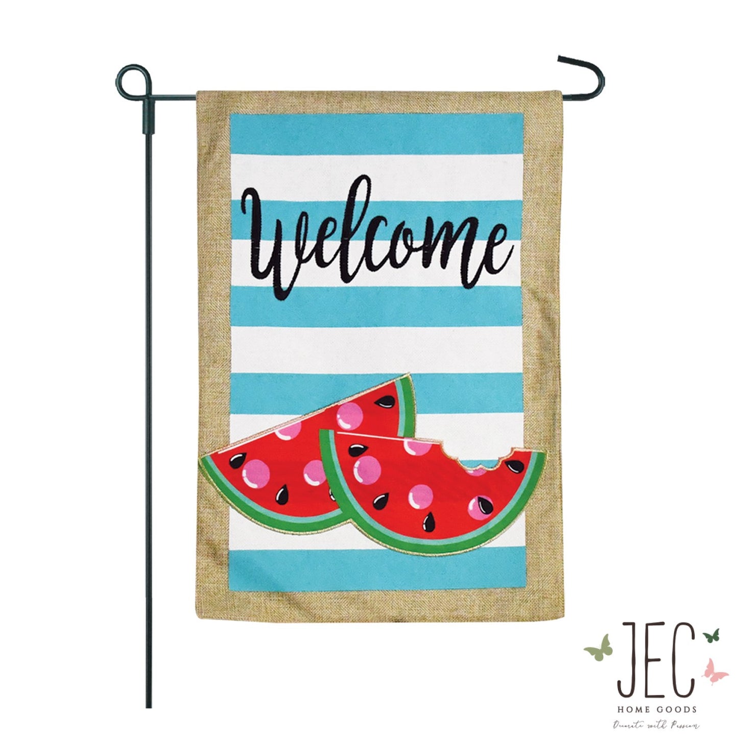 Watermelon Burlap 2-Sided Garden Flag 12.5x18"