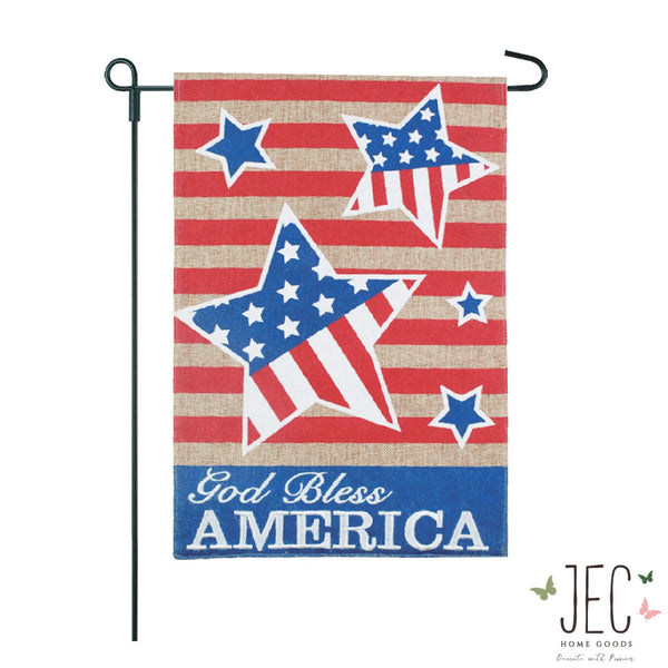 Americana Star GBA Burlap 2-Sided Garden Flag 12.5x18"
