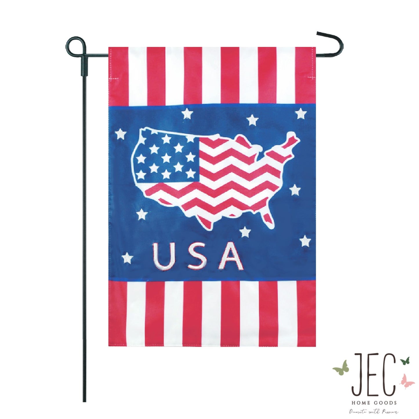 Americana Stripe USA 2-Sided Garden Flag 12.5x18"