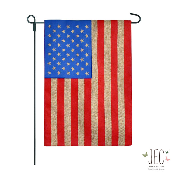 American Flag Burlap 2-Sided Garden Flag 12.5x18"