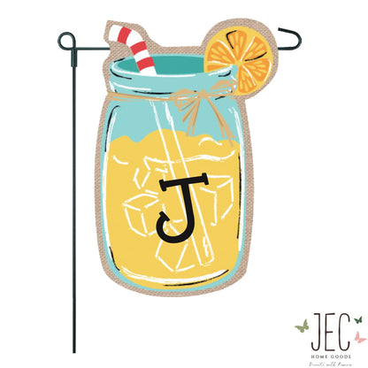 Mason Jar Monogram Burlap 2-Sided Garden Flag 12.5x18"