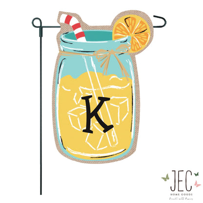 Mason Jar Monogram Burlap 2-Sided Garden Flag 12.5x18"