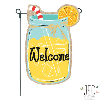 Mason Jar Lemonade Burlap 2-Sided Garden Flag 12.5x18"