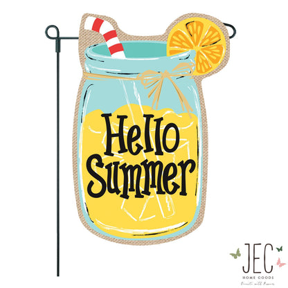 Mason Jar Lemonade Burlap 2-Sided Garden Flag 12.5x18"