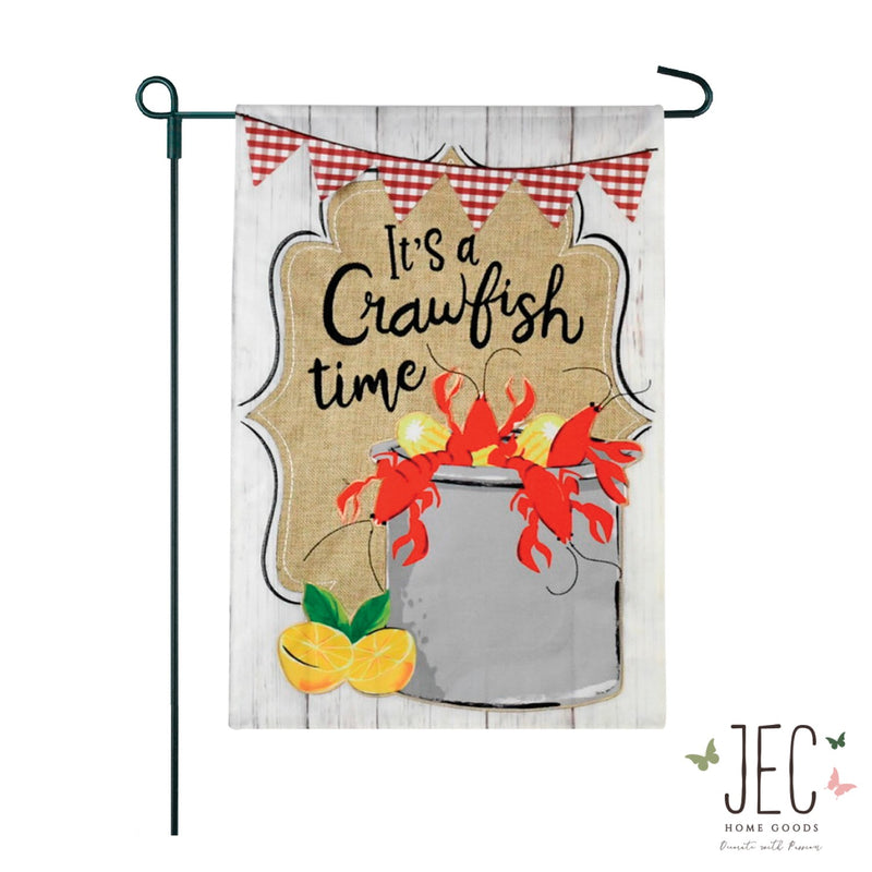 Crawfish Bunting Burlap 2-Sided Garden Flag 12.5x18"