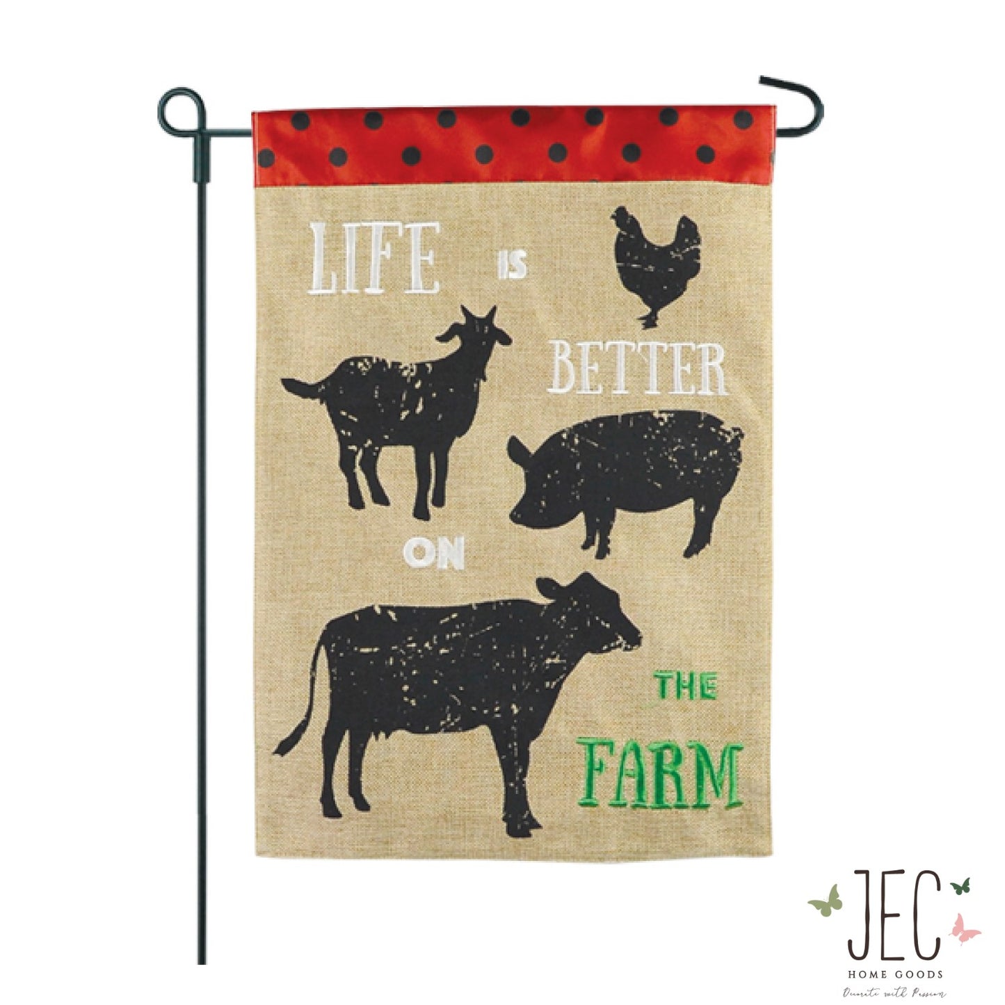 Farm Life Better Burlap 2-Sided Garden Flag 12.5x18"