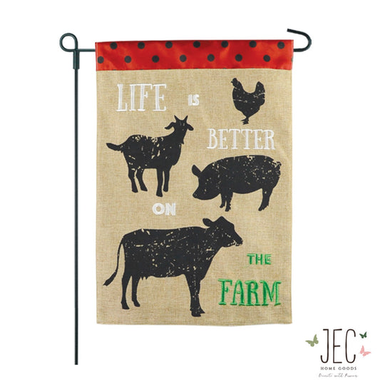 Farm Life Better Burlap 2-Sided Garden Flag 12.5x18"