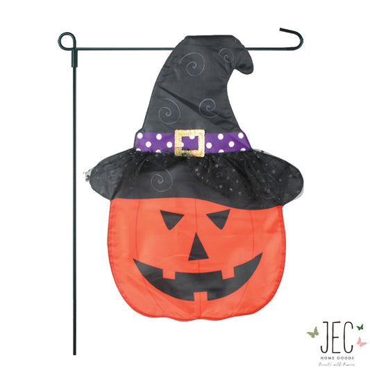 Jack-O-Lantern Hat 2-Sided Garden Flag 12.5x18"