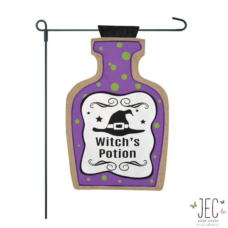 Witch's Potion Bottle Burlap 2-Sided Garden Flag 12.5x18"