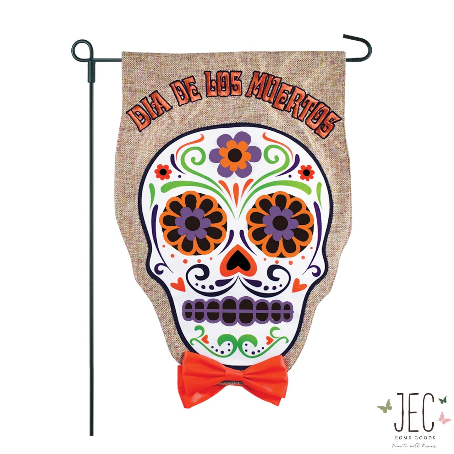 Sugar Skull Burlap 2-Sided Garden Flag 12.5x18"