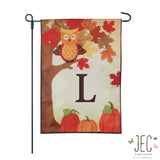 Harvest Owl Monogram 2-Sided Garden Flag 12.5x18"