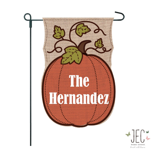 Personalized Pumpkin Burlap 2-Sided Garden Flag 12.5x18"