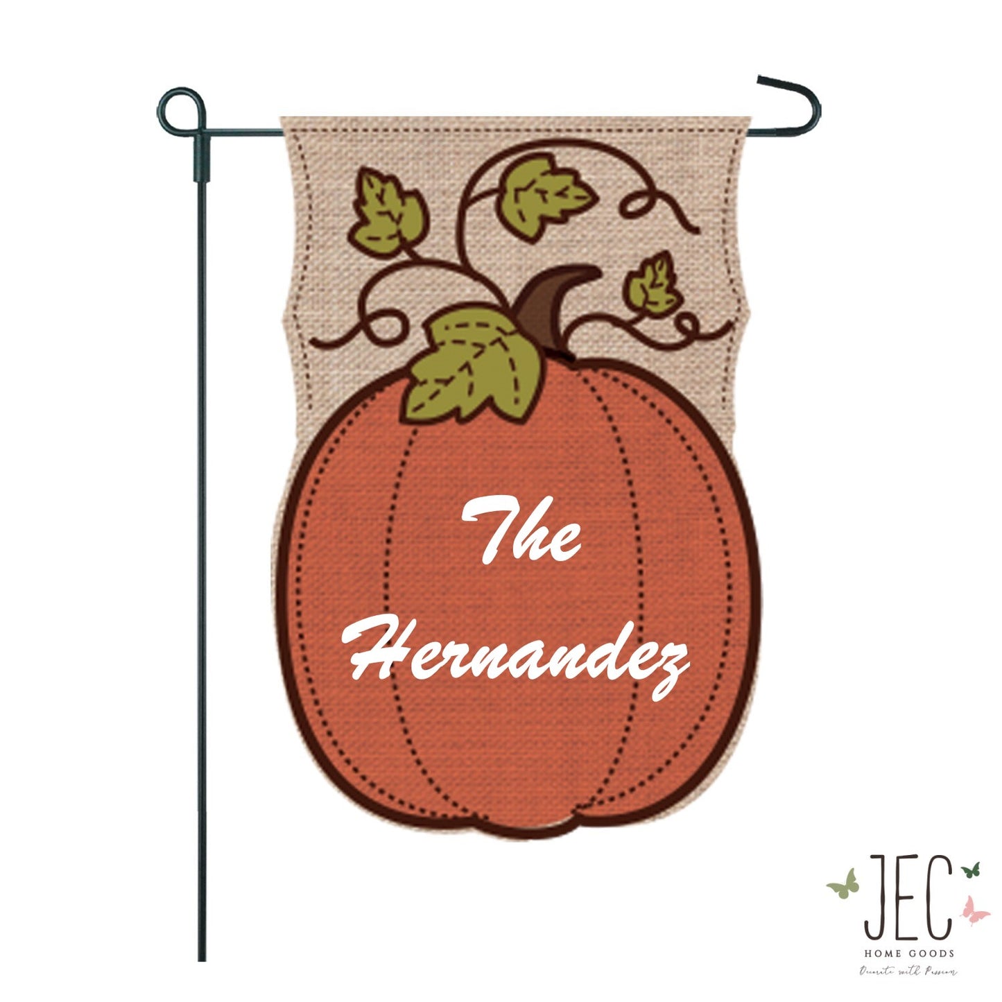 Personalized Pumpkin Burlap 2-Sided Garden Flag 12.5x18"