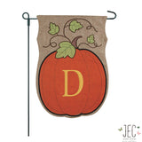 Pumpkin Monogram Burlap 2-Sided Garden Flag 12.5x18"