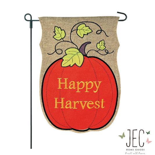 Pumpkin Burlap 2-Sided Garden Flag 12.5x18"