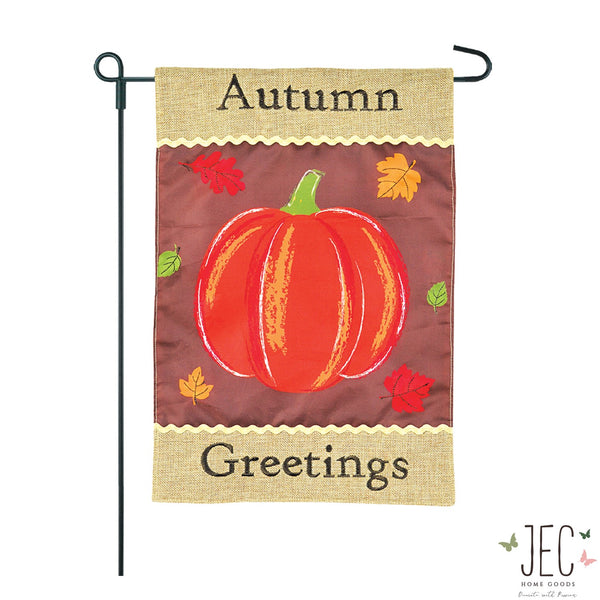 Autumn Greetings Burlap 2-Sided Garden Flag 12.5x18"